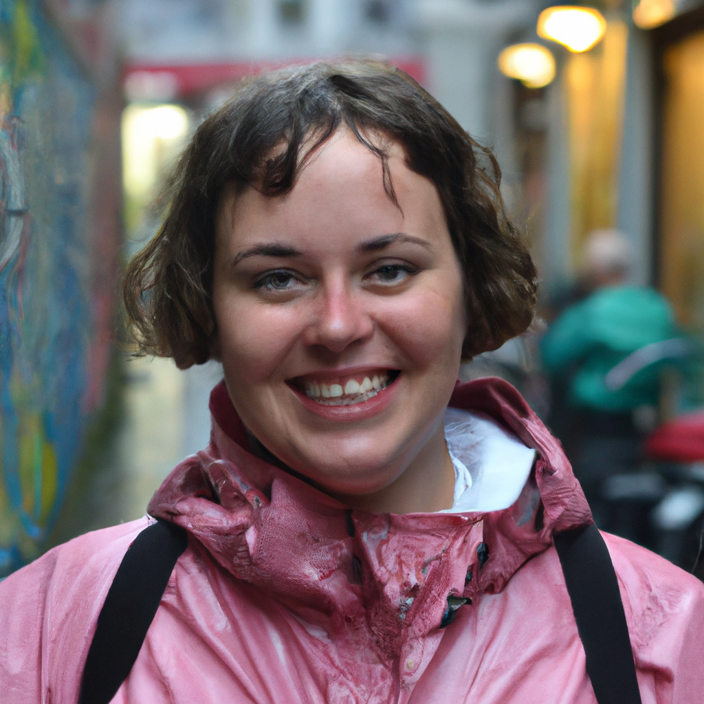 Portret van Lotte, gids in de Marollen met street art op achtergrond